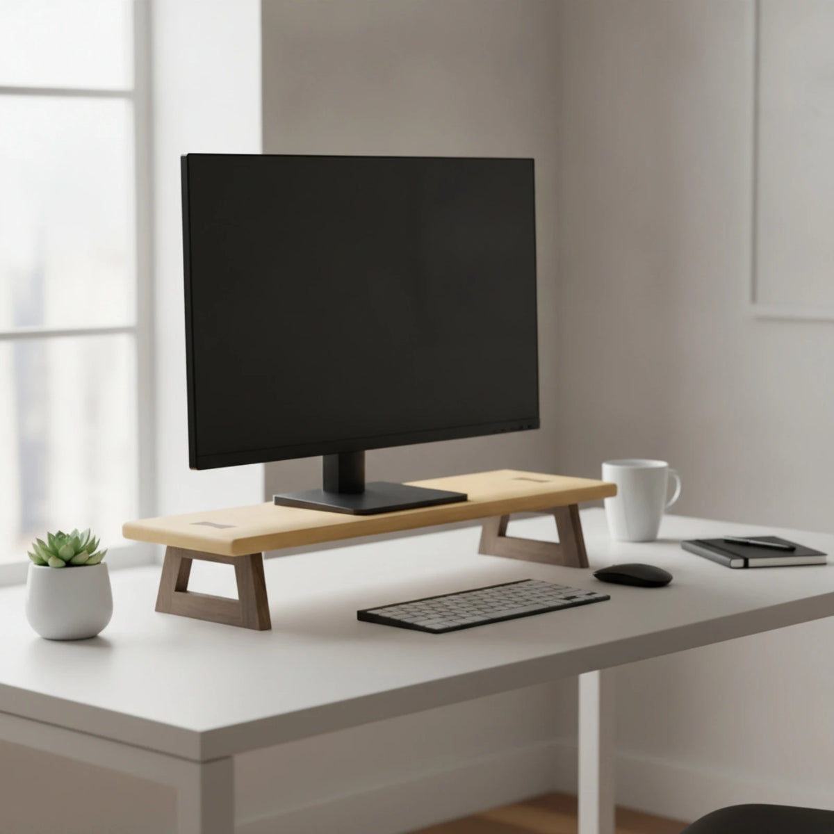 Stendyv Aske Wooden-Leg Minimalist Riser — Stendyv Modern Desks & Workspace Accessories — view 3
