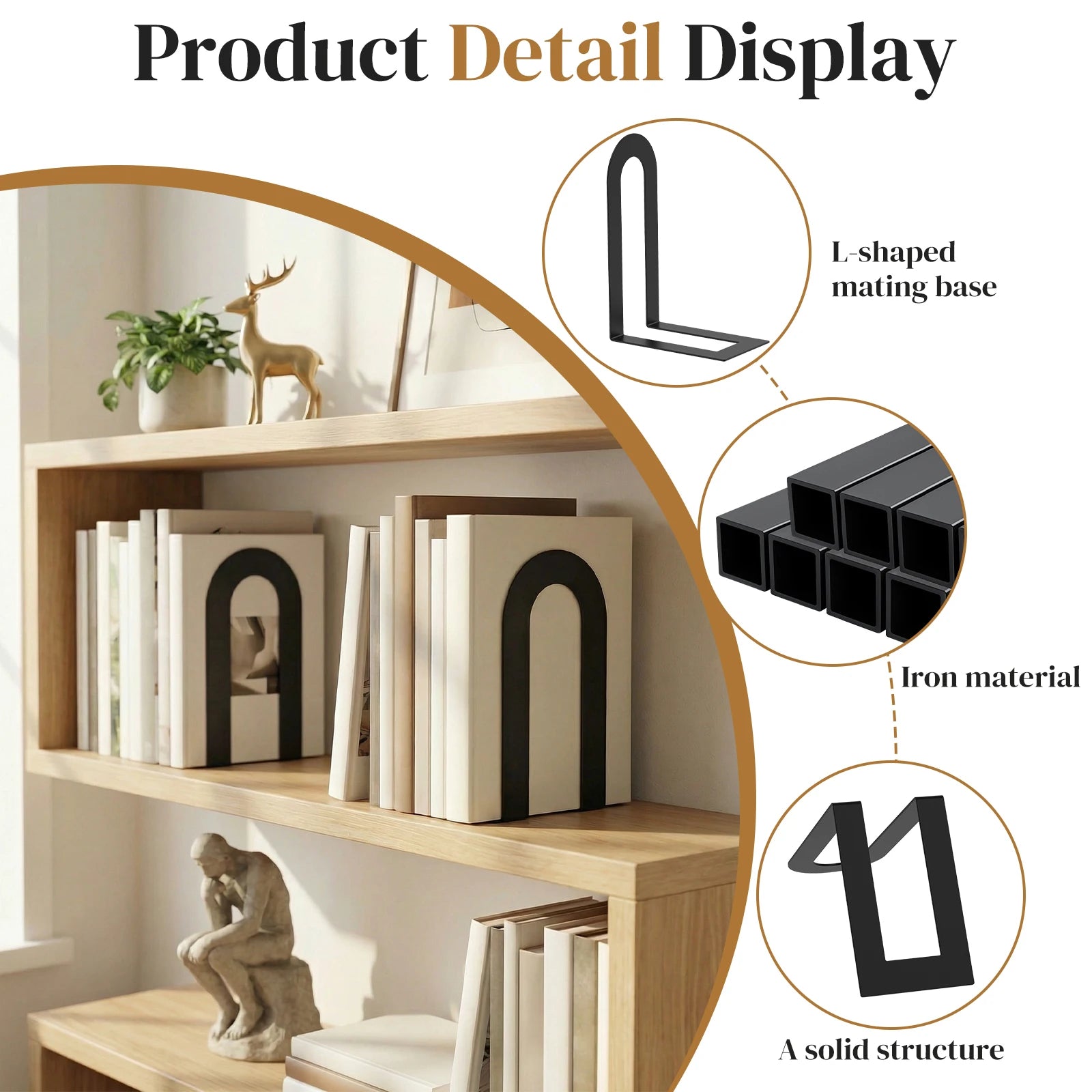 Stendyv Stopp Minimalist Steel Bookend Set — Stendyv Modern Desks & Workspace Accessories — view 3