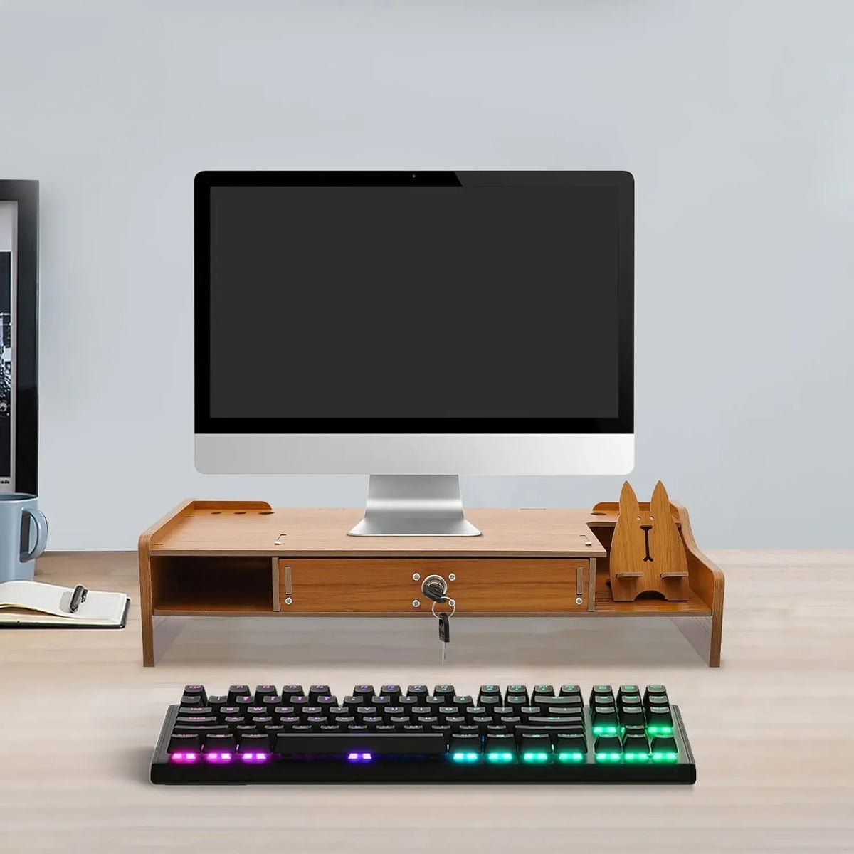 Stendyv Lasse Riser with Lockable Drawer — Stendyv Modern Desks & Workspace Accessories — view 5