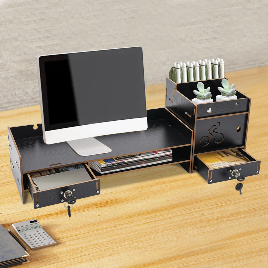 Stendyv Norden Two-Tier Wood Riser with Drawer — Stendyv Modern Desks & Workspace Accessories — view 6