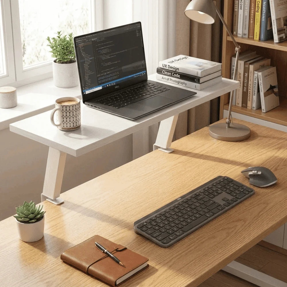 Stendyv Sval Floating Wood Monitor Riser — Stendyv Modern Desks & Workspace Accessories